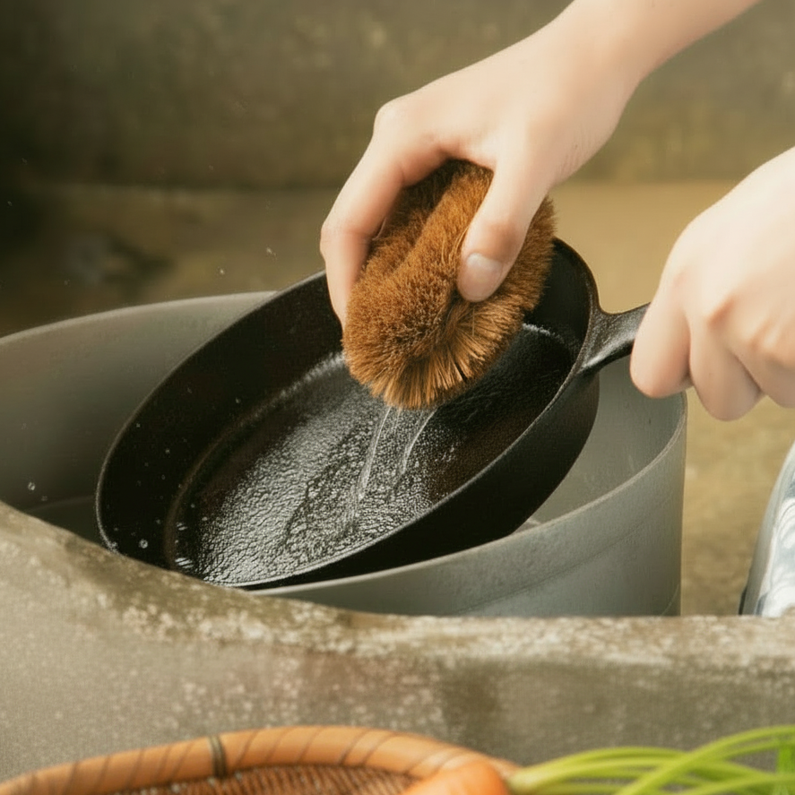 亀の子束子 天然棕櫚清潔刷 1 號｜清水洗淨｜保養鐵鑊鐵鍋必備